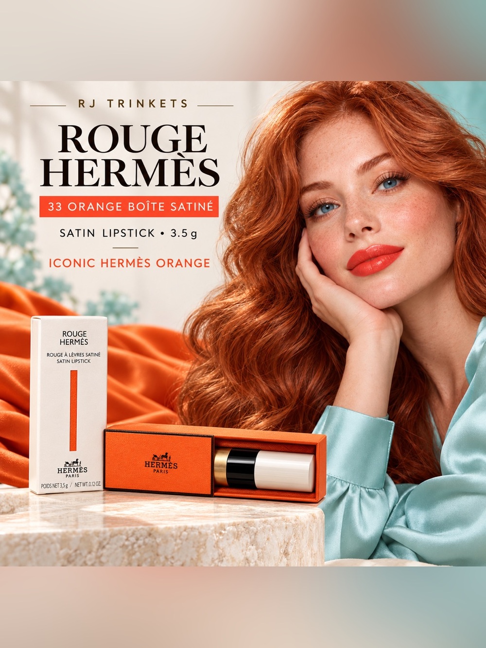 Hermes Rouge Satin Lipstick – Orange Boite (Color 33)